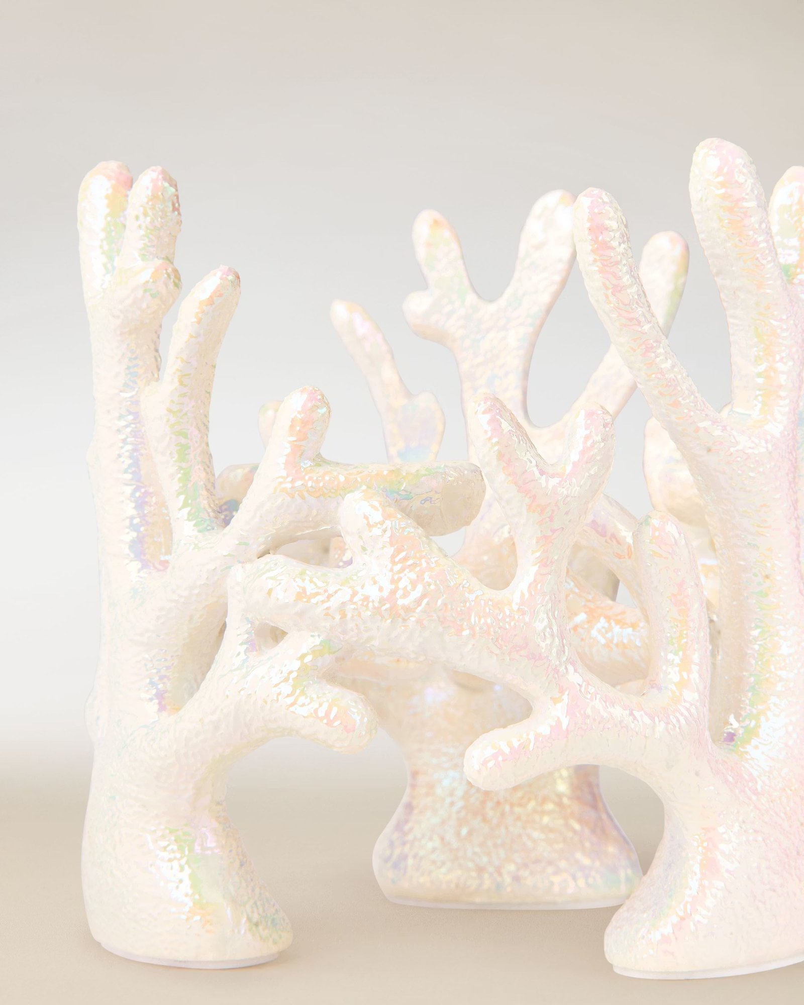 Iridescent Coral Pedestal 3-Wick Candle Holder - Image 3