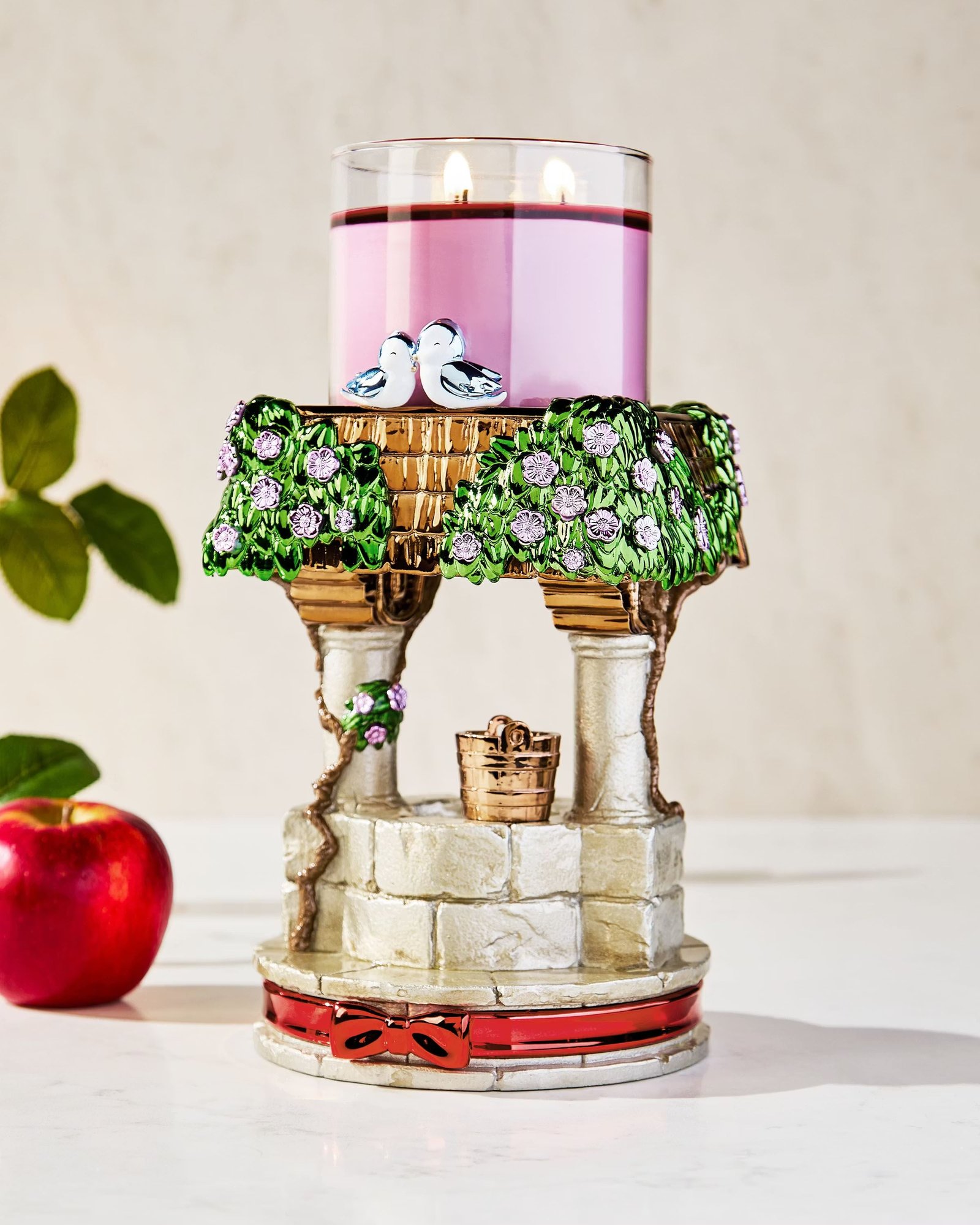 Snow White Pedestal 3-Wick Candle Holder - Image 2