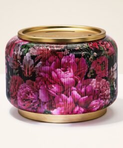 Floral Ribbed Glass Pedestal 3-Wick Candle Holder