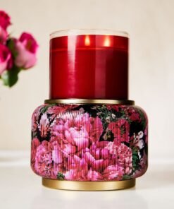 Alternative view of Floral Ribbed Glass Pedestal 3-Wick Candle Holder